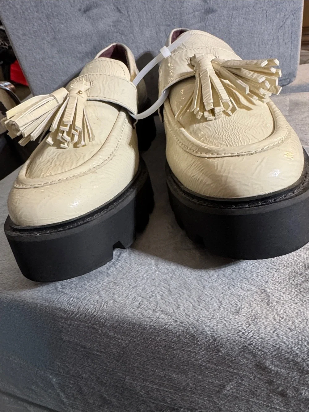 SARTO By Franco Sarto Cream Tassel Leather Loafers for Men